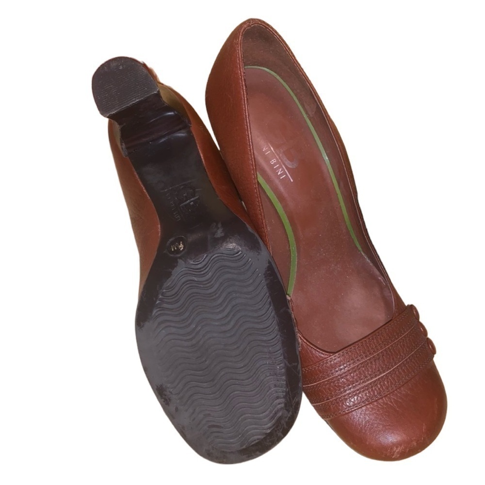 Gianni Bini Vintage Court Brown Leather Low Dress Heels Sz 7.5 - Picture 6 of 9